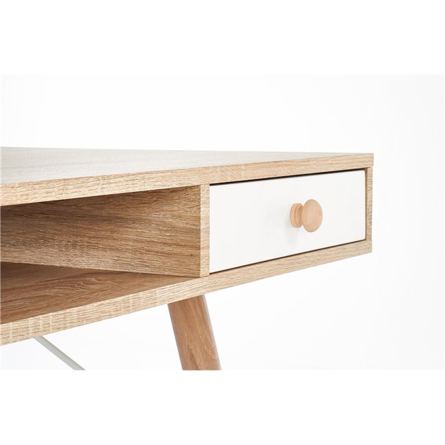 Desk Hyrathis, oak/white color, MDF/steel,  H75x120x60cm