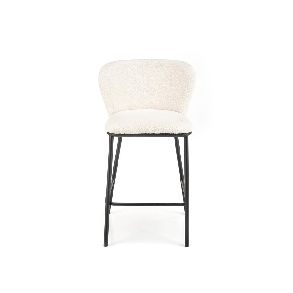 Bar stool Hurnithor, cream color boucle fabric, H92x53x54cm, seat H65cm