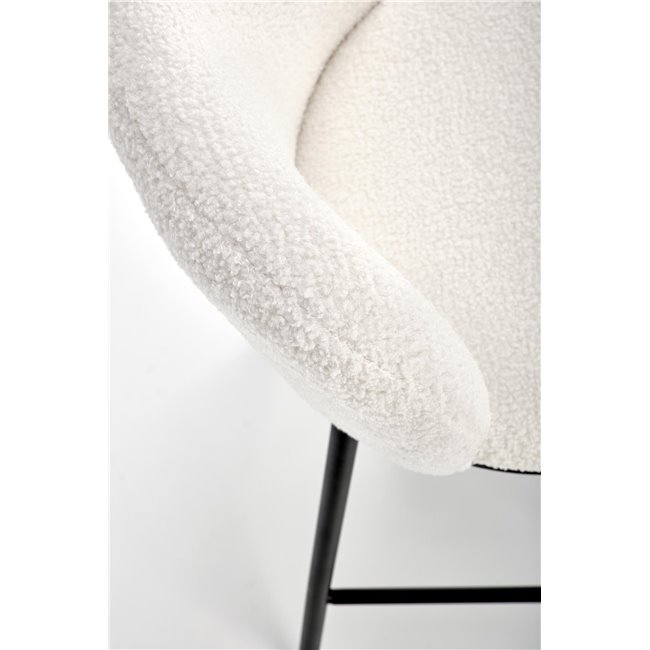 Bar stool Hurnithor, cream color boucle fabric, H92x53x54cm, seat H65cm