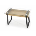 Desk Halvion, golden color oak/black, glass/MDF/steel,  H75x120x60cm