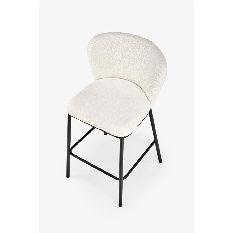 Bar stool Hurnithor, cream color boucle fabric, H92x53x54cm, seat H65cm