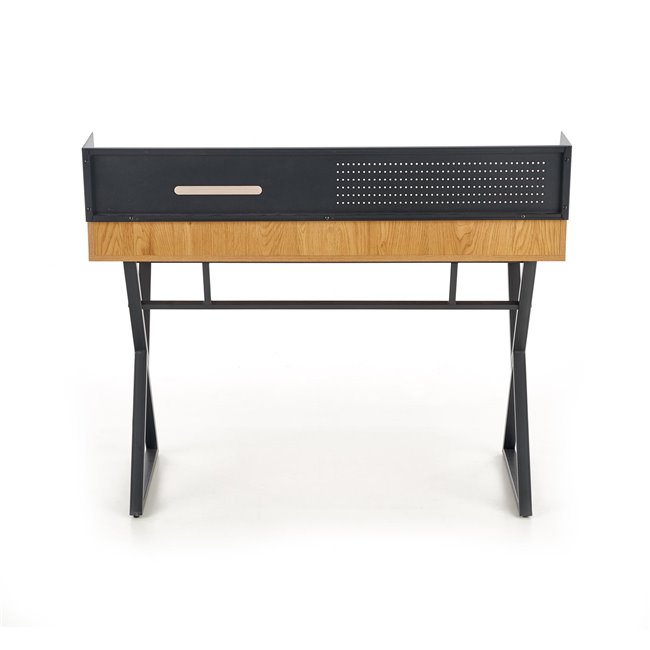 Desk Hexdrin, golden oak/black, MDF/steel,  H90x110x51cm