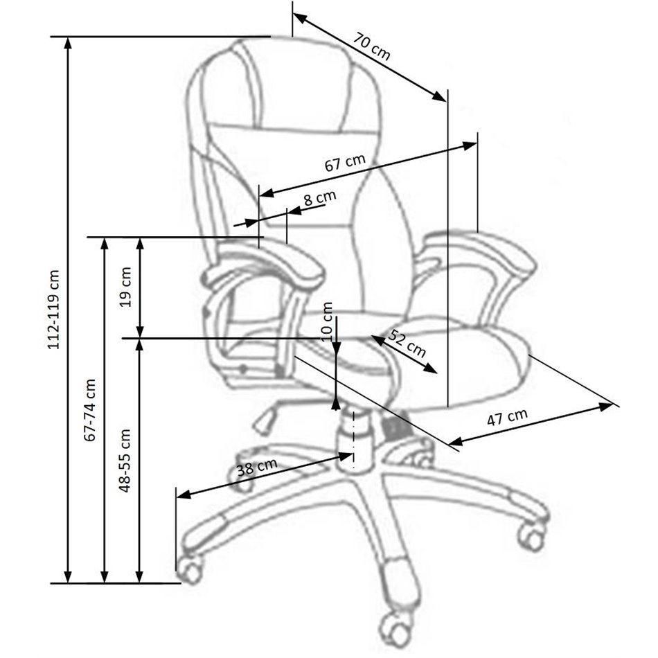 Office chair Hesmond, dark brown eco leather, H112-119x67x70cm