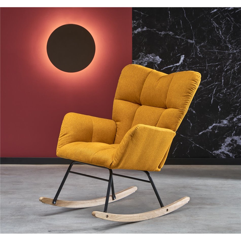 Rocking chair Hasco, mustard color, H94x70x97cm, seat H50cm