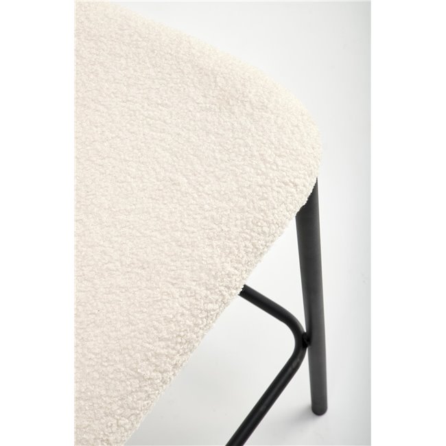 Bar stool Hurnithor, cream color boucle fabric, H92x53x54cm, seat H65cm