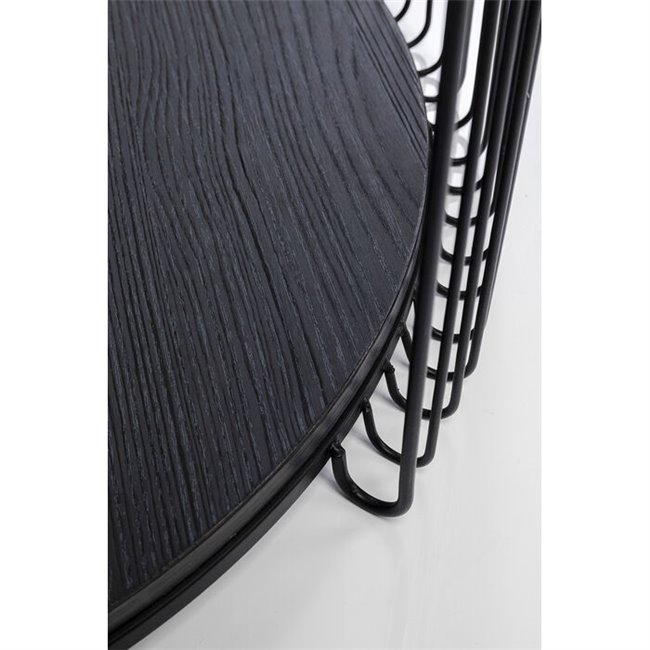 Coffee table Wire Double, black wood, D69cm, D59cm