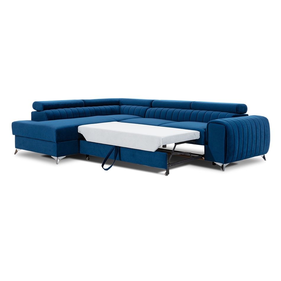 Corner sofa Elaurence L, Monolith 77, blue, H92x278x205cm