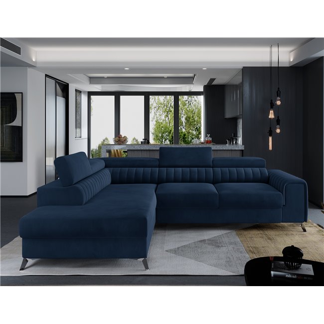 Corner sofa Elaurence L, Monolith 77, blue, H92x278x205cm