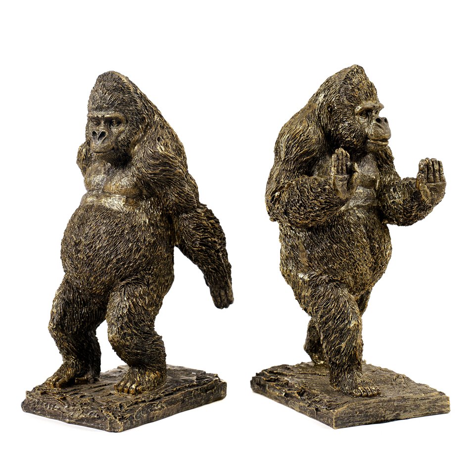 Raamatuhoidja Gorilla old gold, 2 set., H24.5x13.5x12.5cm