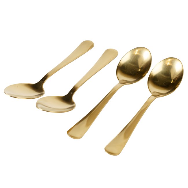 Coffee spoons set 4, Shadow, golden color, H13.6x3,15x0,85cm