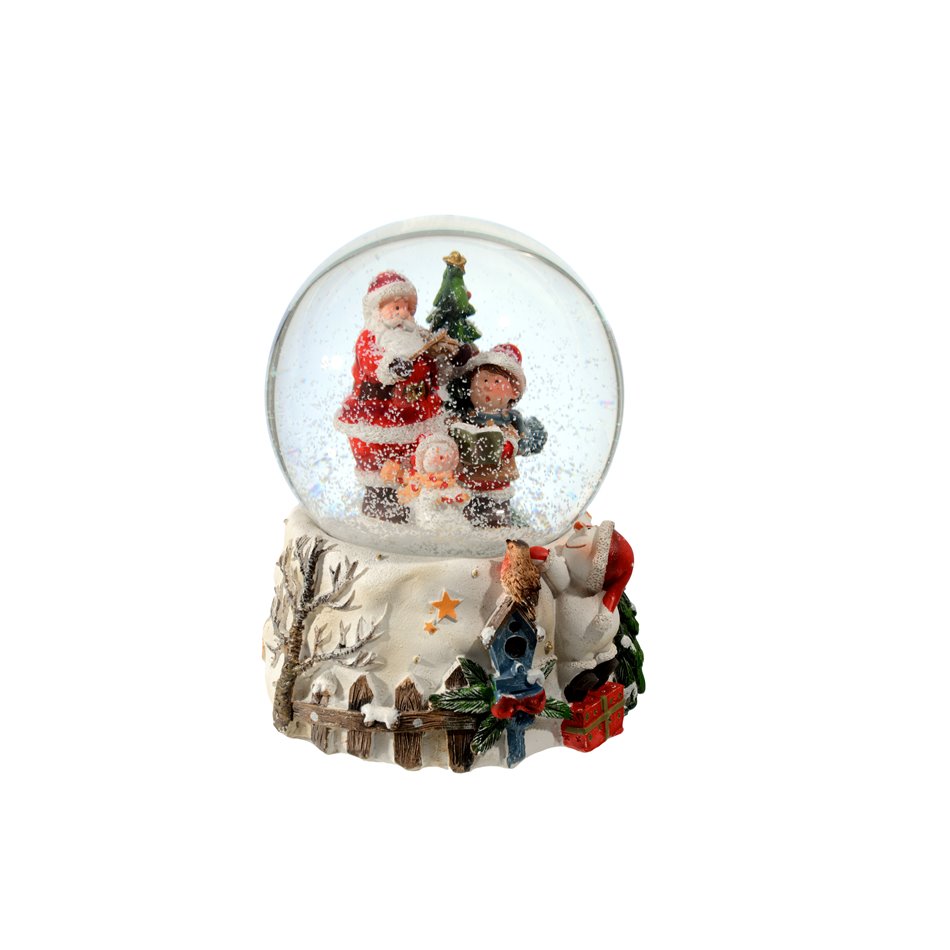 Musical Snow Globe Santa with tree, 14x10cm 