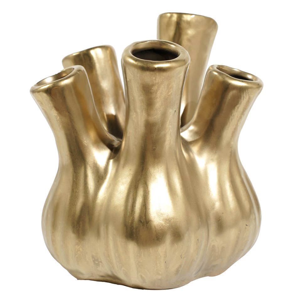 Vase golden S, ceramic, 13x16x13cm