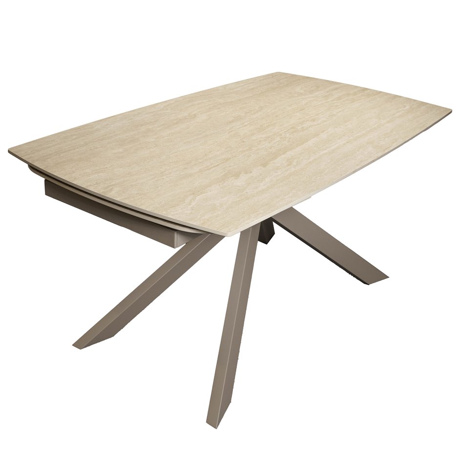 Extendable dining table Rigena 019, sintered stone/metal, brown, 160-240x90cm H75cm