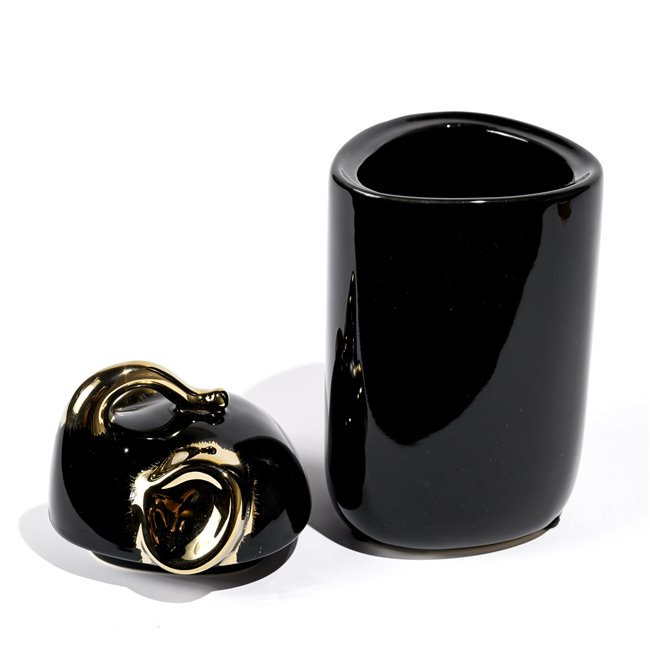 Decorative jar box Gabbo, black/gold color, H20cm, D10cm