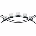 Candle holder with 5 glass, metal, 54x8cm