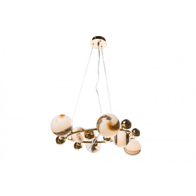 Pendant lamp Ugdal, satin golden, G9 6x5W, H35-165cm D63cm