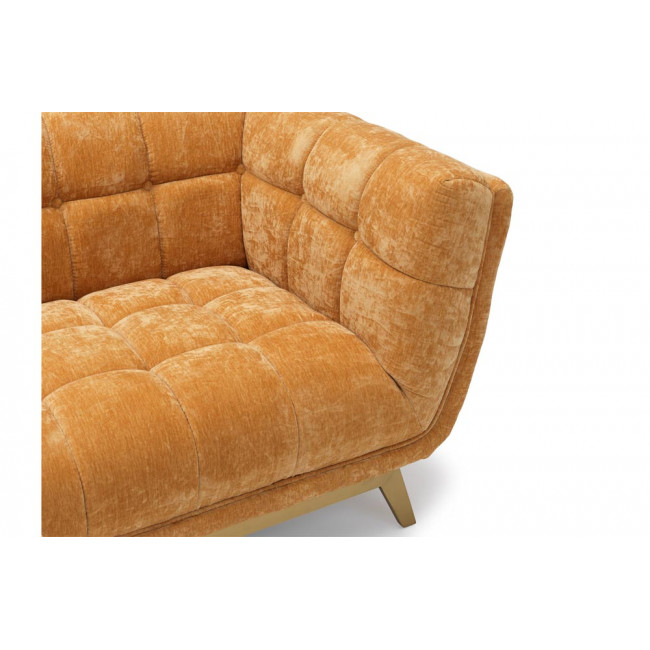 Sofa Haris, 2-seat, golden, velvet, 165x88x75cm, seat height 43cm