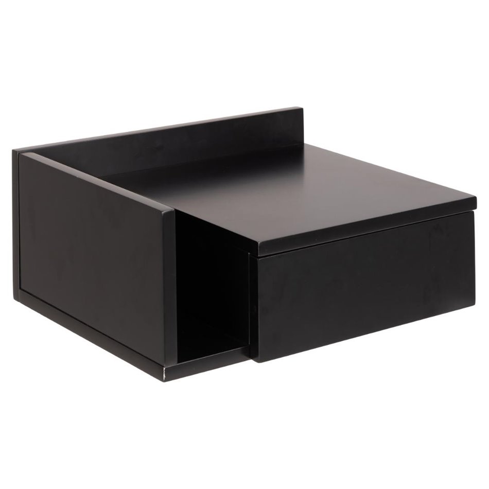 Bedside table Ashlan, MDF, black, H16.5x40x32cm