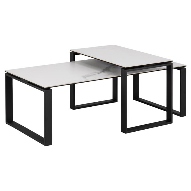 Coffee table set Akatrine, white, H45x115x69cm