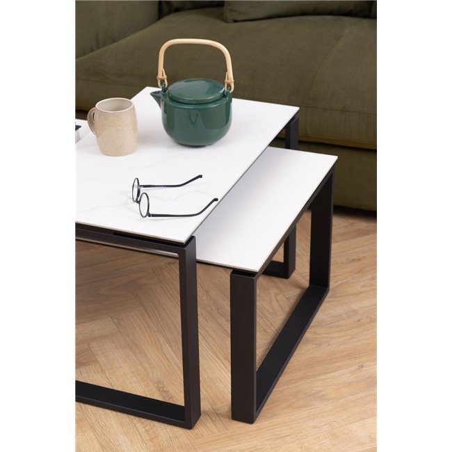 Coffee table set Akatrine, white, H45x115x69cm