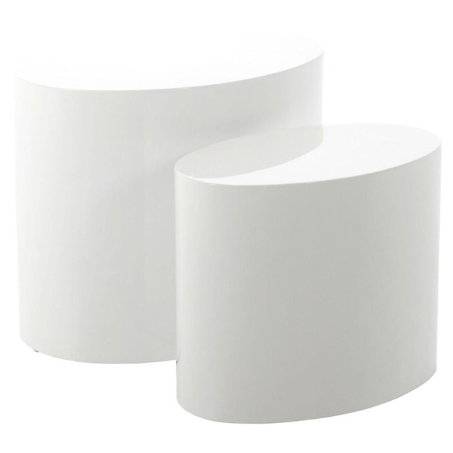 Coffee table set Amice, 2 pcs, MDF, white, H40x33x48cm