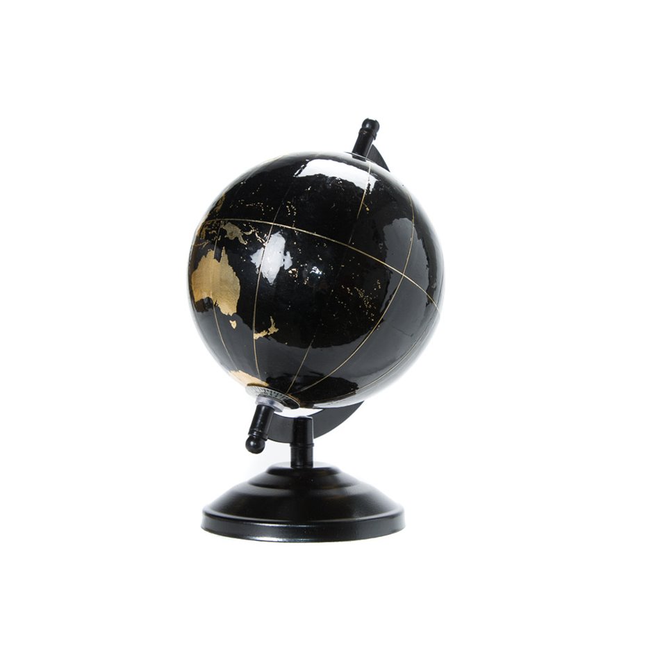 Decor Globe Terre, black, H22cm