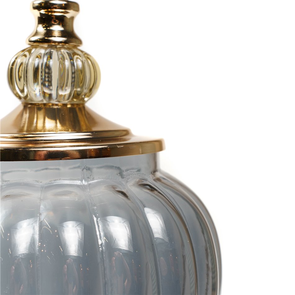 Jar with lid, black/golden glass, 40x16x16cm