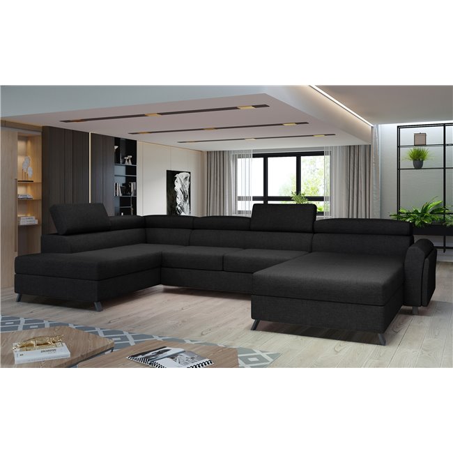 Corner sofa Elosette L, Sawana 14, black, H98x370x200