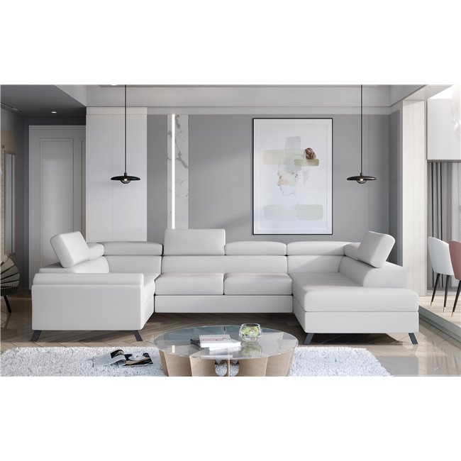 Corner sofa Elscada R, Soft 17, white, H98x330x200