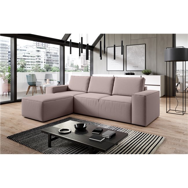 Corner sofa Elsilla L, Gojo 101, pink, H95x302x204