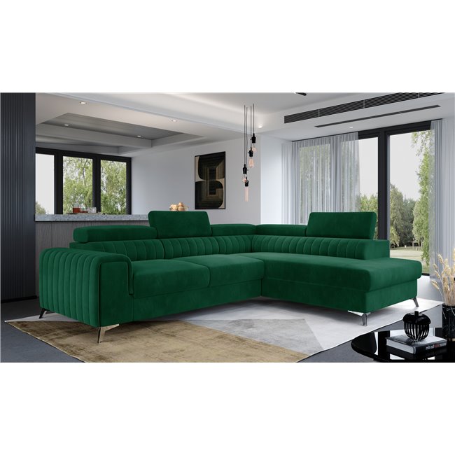 Corner sofa Elaurence R, Monolith 37, green, H92x278x205