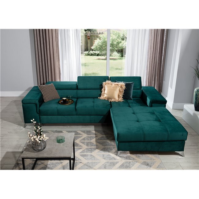 Corner sofa Elcardo R, Monolith 37, green, H90x280x60