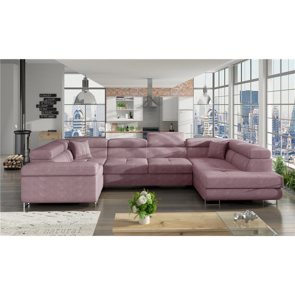 Corner sofa Eletto R, Soro 61, pink, H90x202x58