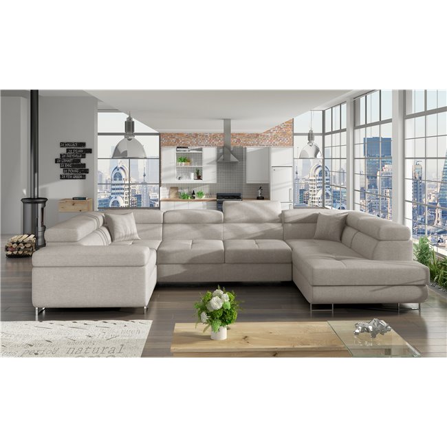 Corner sofa Eletto R, Cover 02, beige, H90x202x58