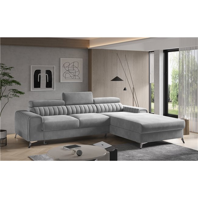 Corner sofa Elgrayson R, Nube 3, gray, H92x278x205