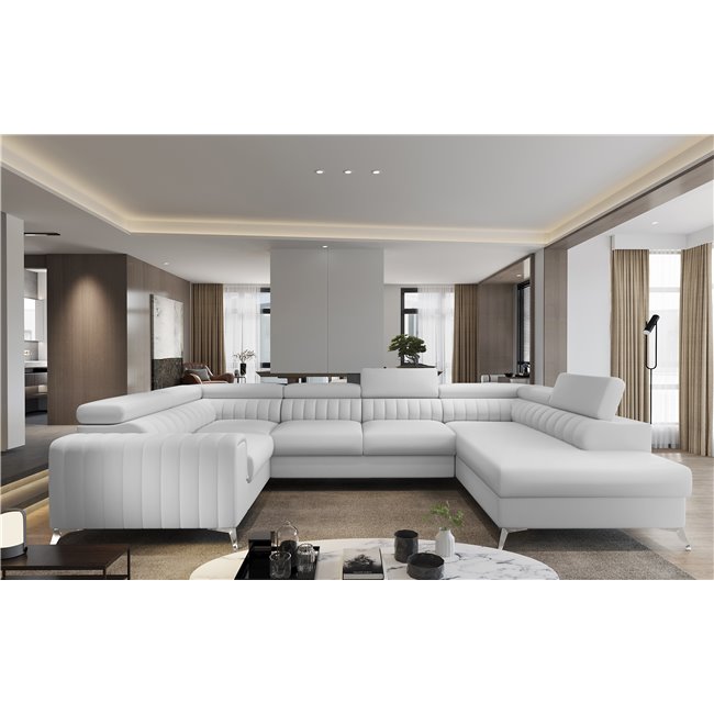Угловой диван Elouis R, Softis 17, белый, H92x347x202