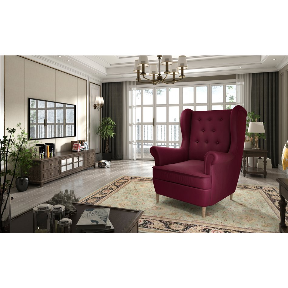 Armchair Elaros , Mat Velvet 68, red, H103x85x90