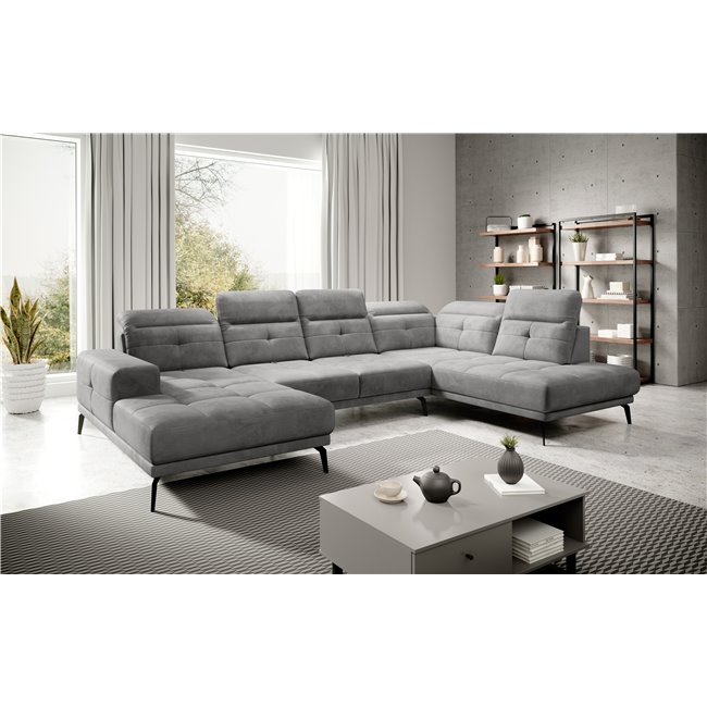 Corner sofa Elretan R, Nube 3, gray, H107x350x205