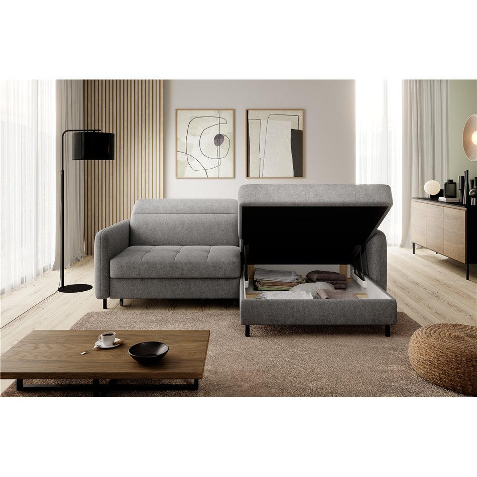 Corner sofa Elgomsi L, Raquel 04, grey, H100x228x165