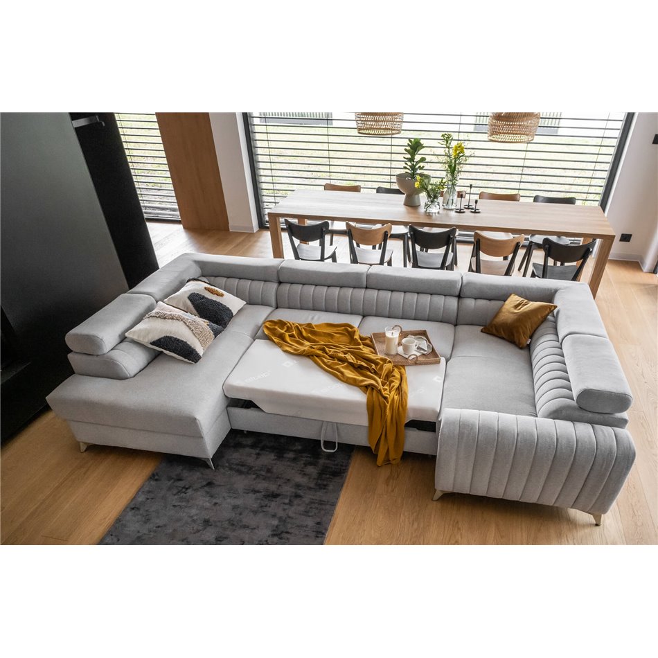 U shape sofa Elouis U Left, Borneo 4, gray, H92x347x202cm