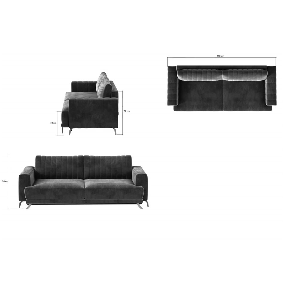 Sofa bed Ellise, Softis 11, black, H90x250x95cm