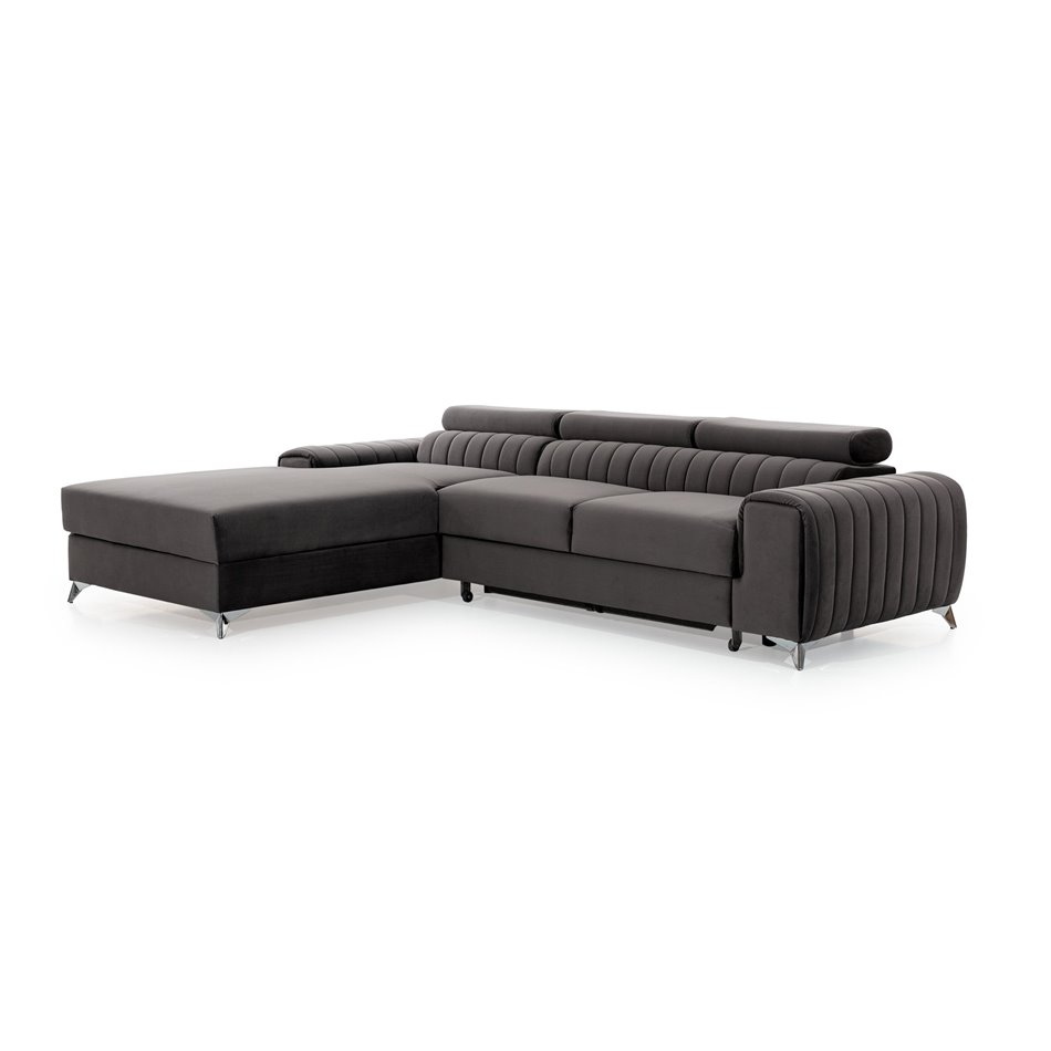 Corner sofa Elgrayson L, Nube 3, gray, H98x25x205cm