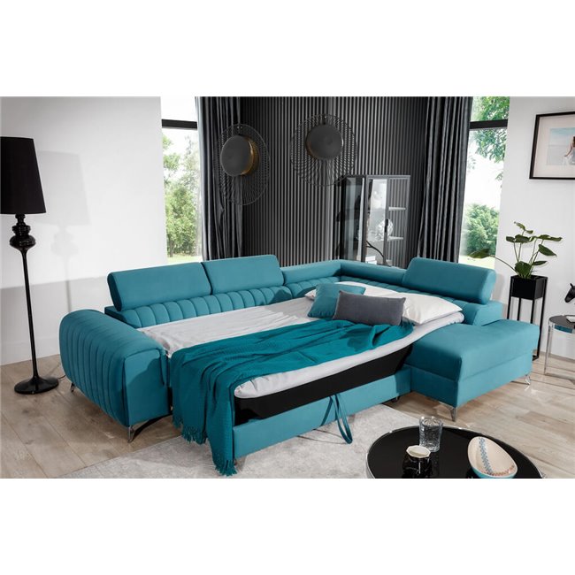 Corner sofa Elaurence L, Monolith 84, gray, H92x278x205cm