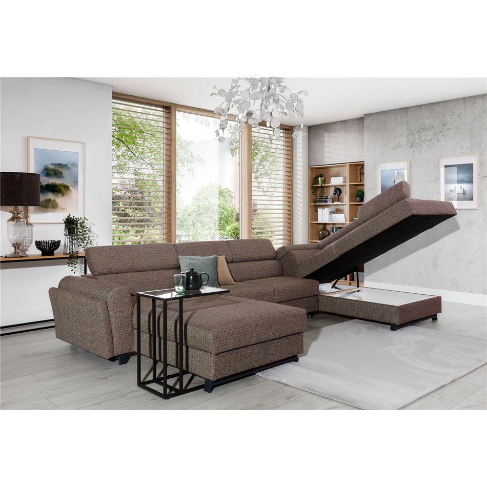 U shape sofa Elosette U Left, Inari 96, gray, H98x370x200cm