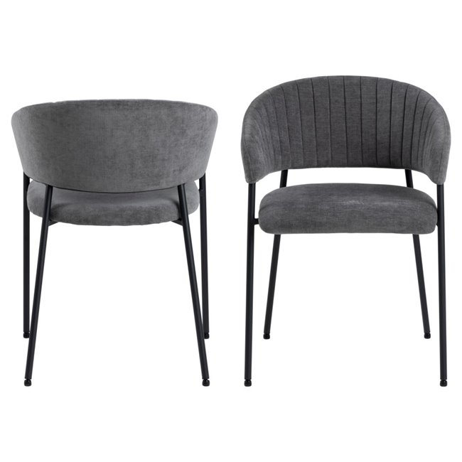 Dining chair Agn, set of 2 pcs, dark grey, H77.5x54.5x54cm, seat height 49cm