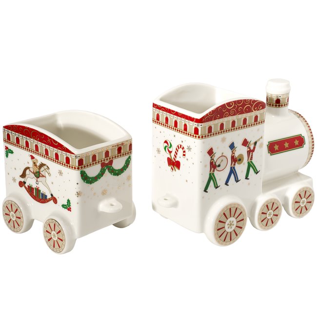 2 pcs Porcelain Christmas train, 12.5x25x8cm, 2pcs.