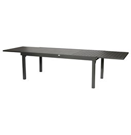 Table Lapiazza, 12-seater extendable, graphite/grey color, aluminium, H75,5x100x200-320cm