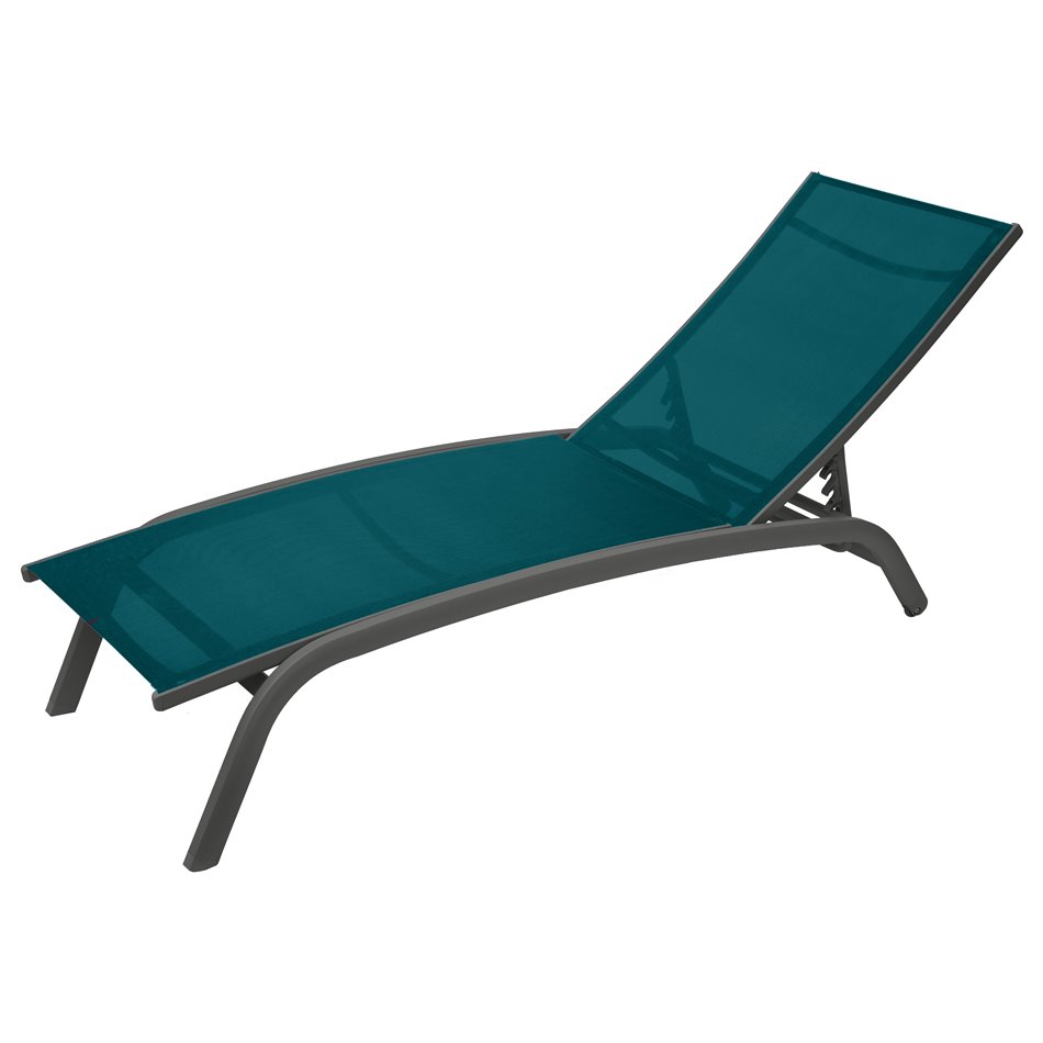 Sun lounger Labonao, teal/graphite color, aluminium/textilene, H84,5x64x171cm