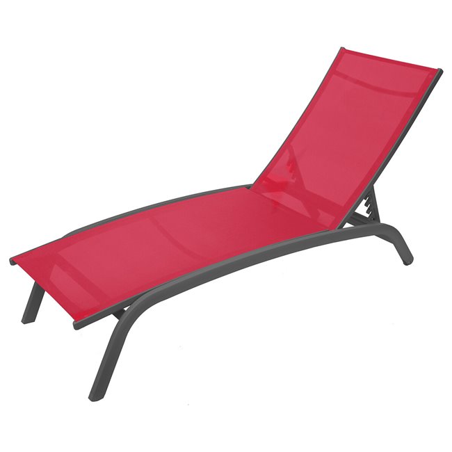 Sun lounger Labonao, pomegranate color, aluminium/textilene, H84,5x64x171cm