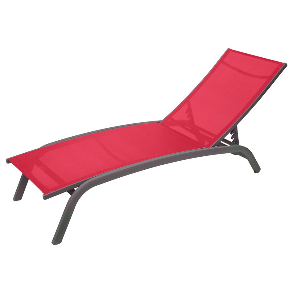 Sun lounger Labonao, pomegranate color, aluminium/textilene, H84,5x64x171cm